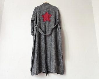 Handmade Embellished Linen Robe / "Stars" Full Length Bathrobe / SALE - In Stock & Ready to Ship / Made by Hand - Breathe Clothing USA