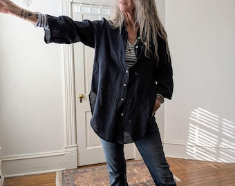 New - Linen 'Perfect Fit Boyfriend' Longer Length Tunic Shirt / 4 Earth Tone Colors / by Breathe Clothing