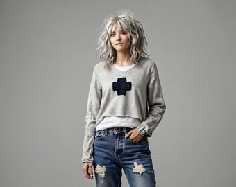 Artisan Embellished Sweater / Boho Handmade Cotton Sweater / Breathe Clothing