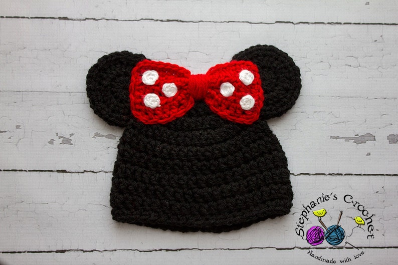 Crochet PATTERN Newborn to 12 months Minnie Mouse set Photo Prop Set Instant Download PDF Photography Prop Pattern image 4