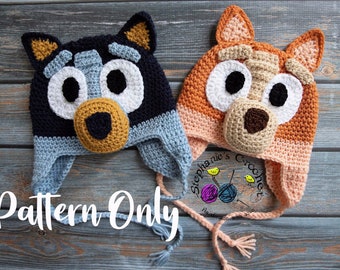 Crochet PATTERN - Puppy dog hat,  halloween costume pattern, hat pattern, kids hat, dog hat pattern, multiple sizes, halloween crochet