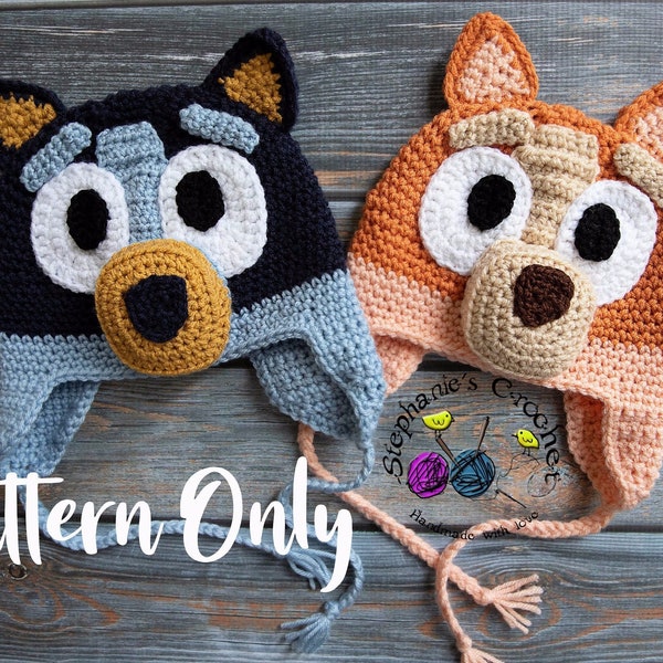 Crochet PATTERN - Puppy dog hat,  halloween costume pattern, hat pattern, kids hat, dog hat pattern, multiple sizes, halloween crochet