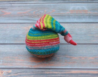 Ready to Ship, Knit Newborn sleep cap, long tail sleep cap, knotted nightcap, rainbow baby, PHOTO PROP, girls/boys hat- MADE to order