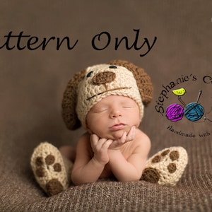 Crochet PATTERN - Newborn Doggy set Photo Prop -Instant Download PDF- Photography Prop Pattern