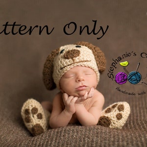 Crochet PATTERN - Newborn Doggy set Photo Prop -Instant Download PDF- Photography Prop Pattern