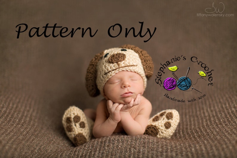 Crochet PATTERN Newborn Doggy set Photo Prop Instant Download PDF Photography Prop Pattern image 1