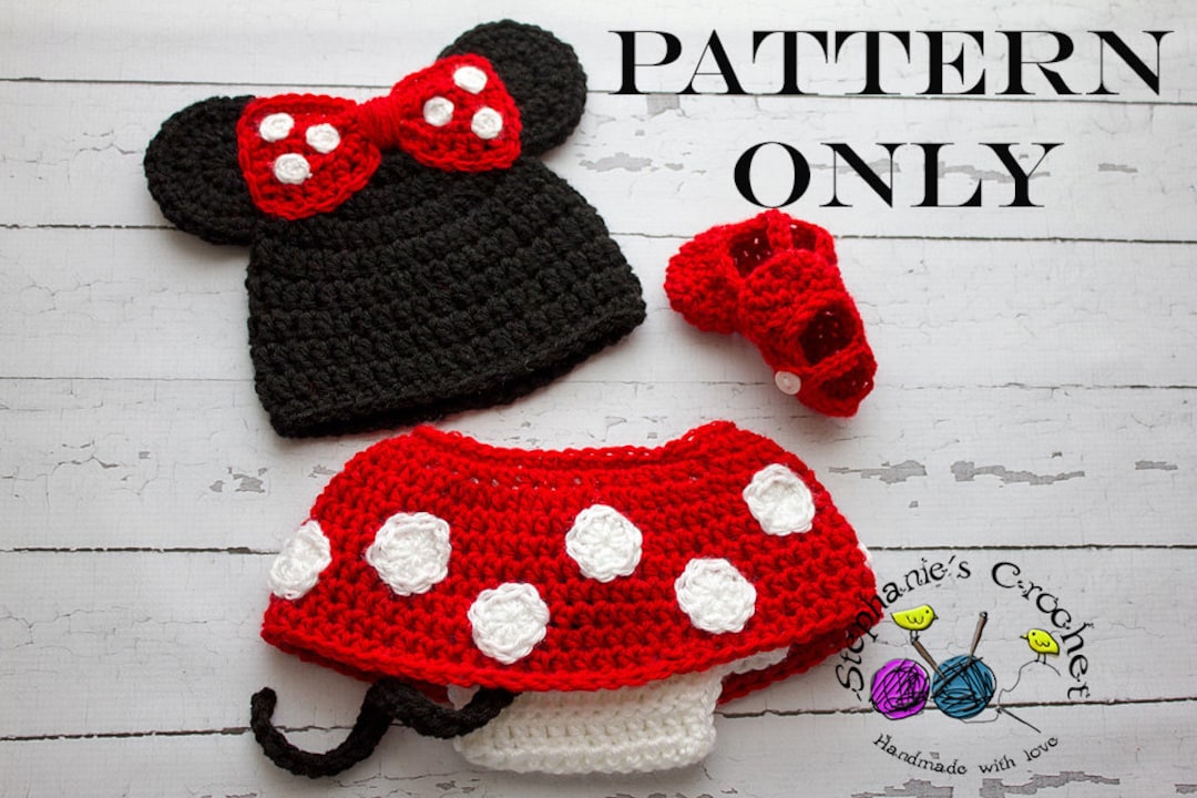 Crochet PATTERN Newborn to 12 Months Minnie Mouse Set Photo