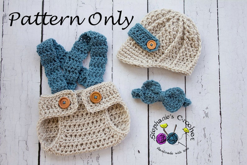 Crochet PATTERN Newborn Newsboy set Photo Prop Set Instant Download PDF Photography Prop Pattern image 1