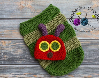 Crochet Newborn baby Hungry Caterpillar Hat and Cocoon, PHOTO PROP, Hungry Caterpillar set-Made to order