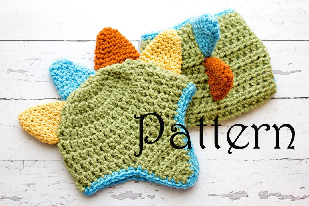 Crochet PATTERN Newborn Dinosaur Hat and Diaper Cover Photo Prop