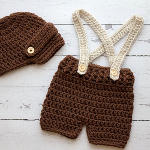 Crochet PATTERN Newborn Visor Hat and Suspenders Short Set - Etsy