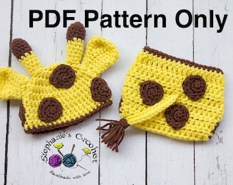 Crochet PATTERN-Giraffe hat and diaper cover, Photo Prop Set, Instant Download PDF, Photography Prop Pattern, giraffe, giraffe outfit