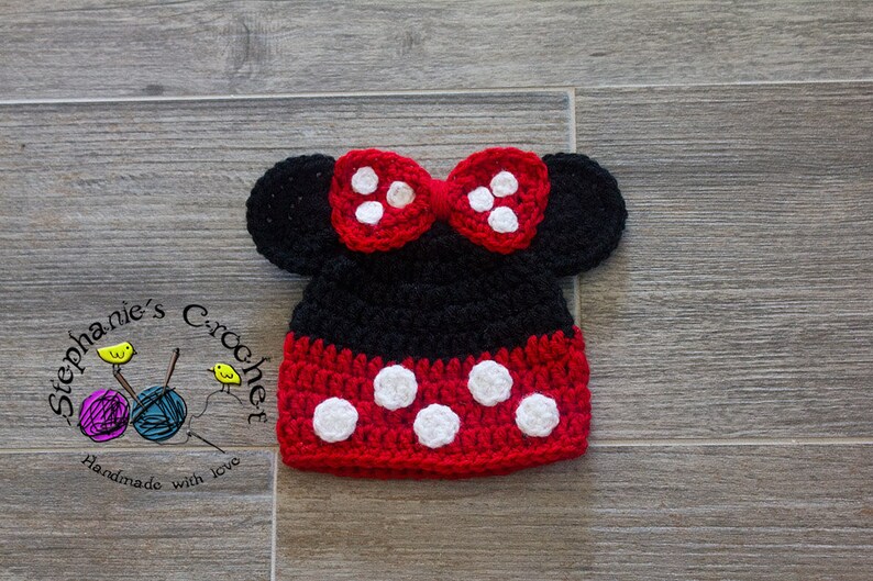 Crochet Baby Girl Minnie Mouse Hat Minnie Mouse Minnie Hat Etsy