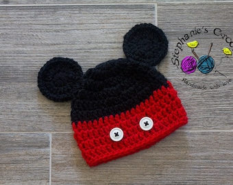 Crochet baby boy Mickey Mouse Hat, Mickey, Mickey hat, Mouse hat- Made to Order