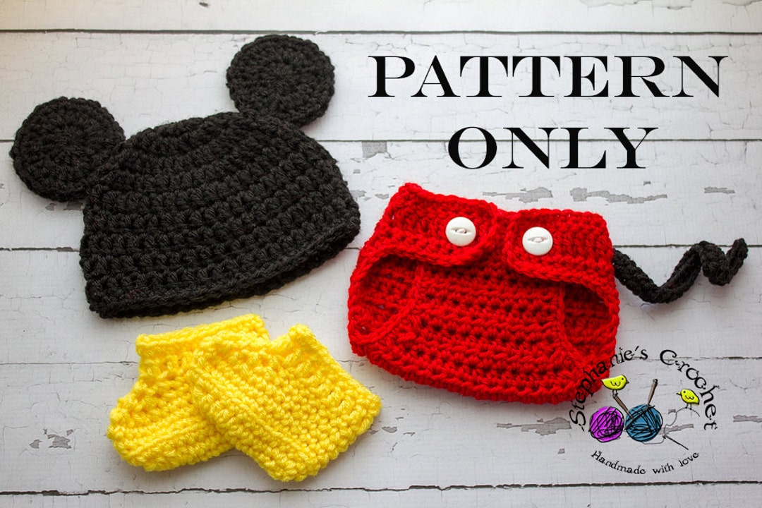 Crochet PATTERN Newborn to 12 Months Mickey Mouse Set Photo Prop