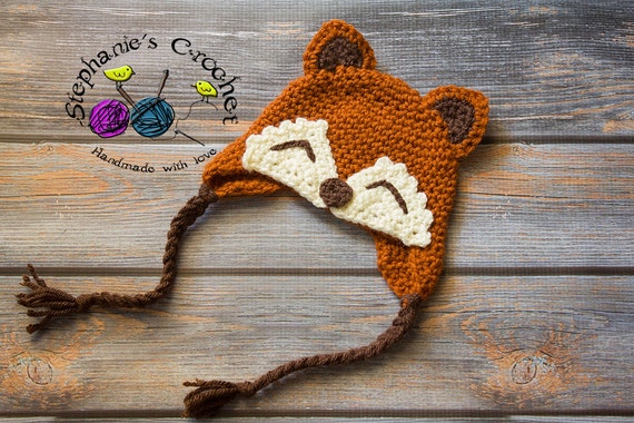 Crochet boy Fox hat photography prop infant boy hat photo prop crochet baby hat-Made to order