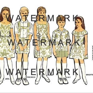 Sound of Music Paper Dolls Maria, Captain,7 Children,Wardrobe,Print Digital Download Instant Von Trapp Family Characters Party Cake Toppers