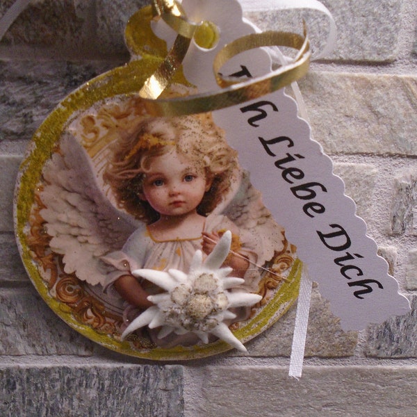 REAL Edelweiss Pressed Flower Mother's Day Angel Ornament Germany Austrian Swiss Alps Blank Card MOM OMA Ich Liebe Dich Sound of Music
