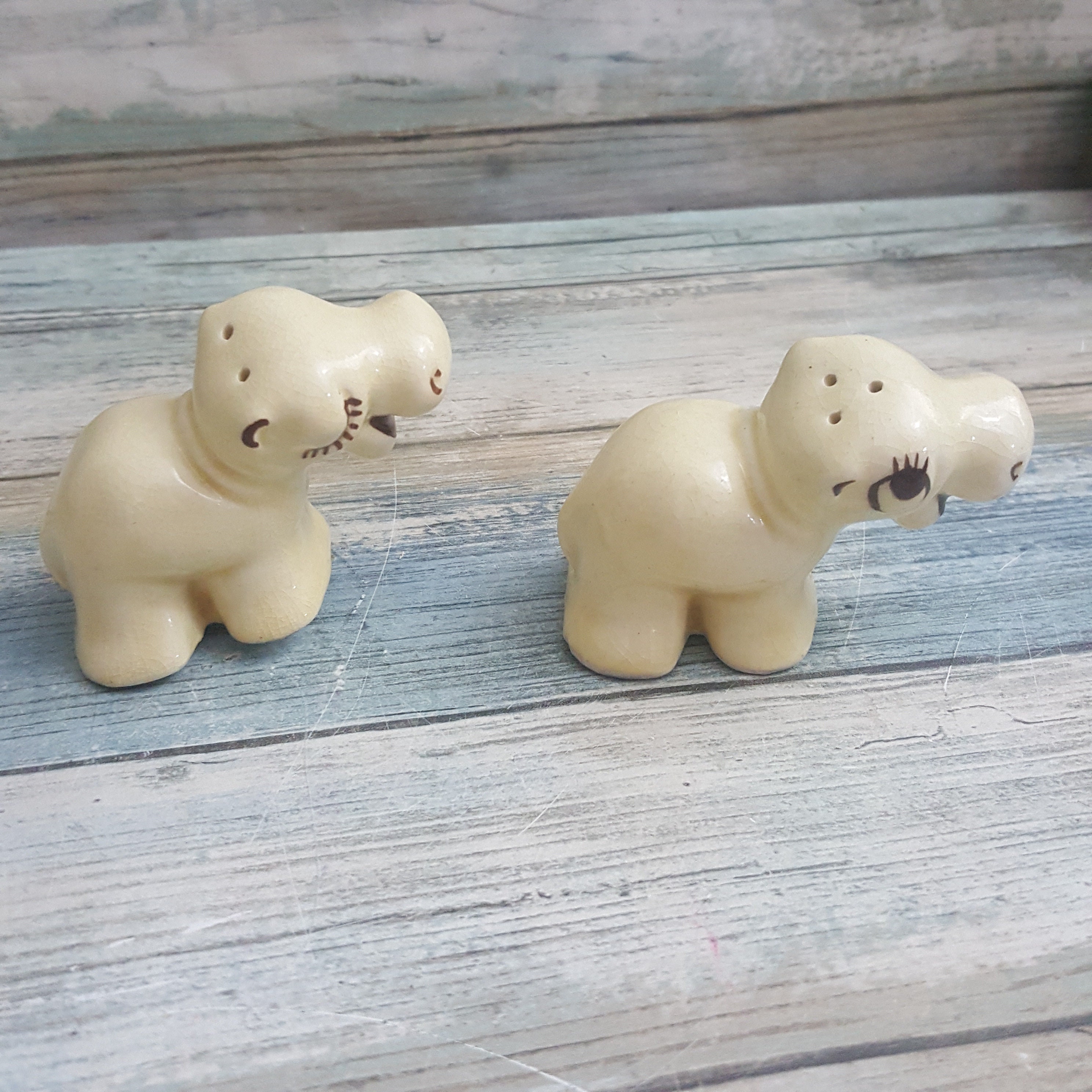 Vintage Hippo salt and pepper shakers, Hippopotamus salt and pepper