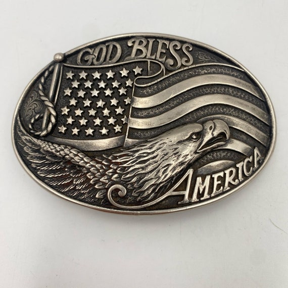 Nocona God Bless America Buckle American Flag Eagl