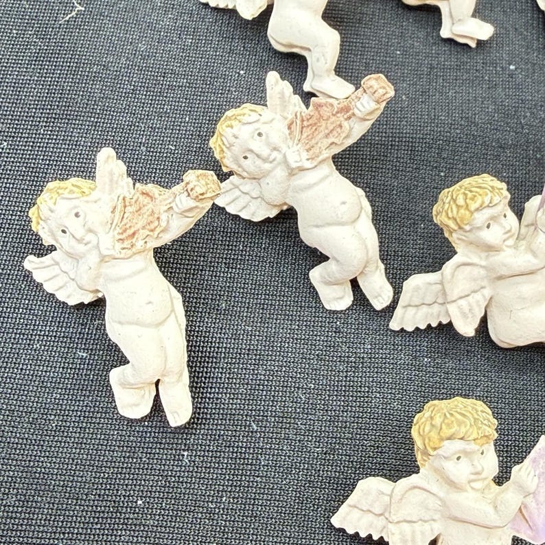 Vintage Cherub Angel Resin Earrings Lot of 8 Pairs Cherub Angel Stud Earring Lot image 2