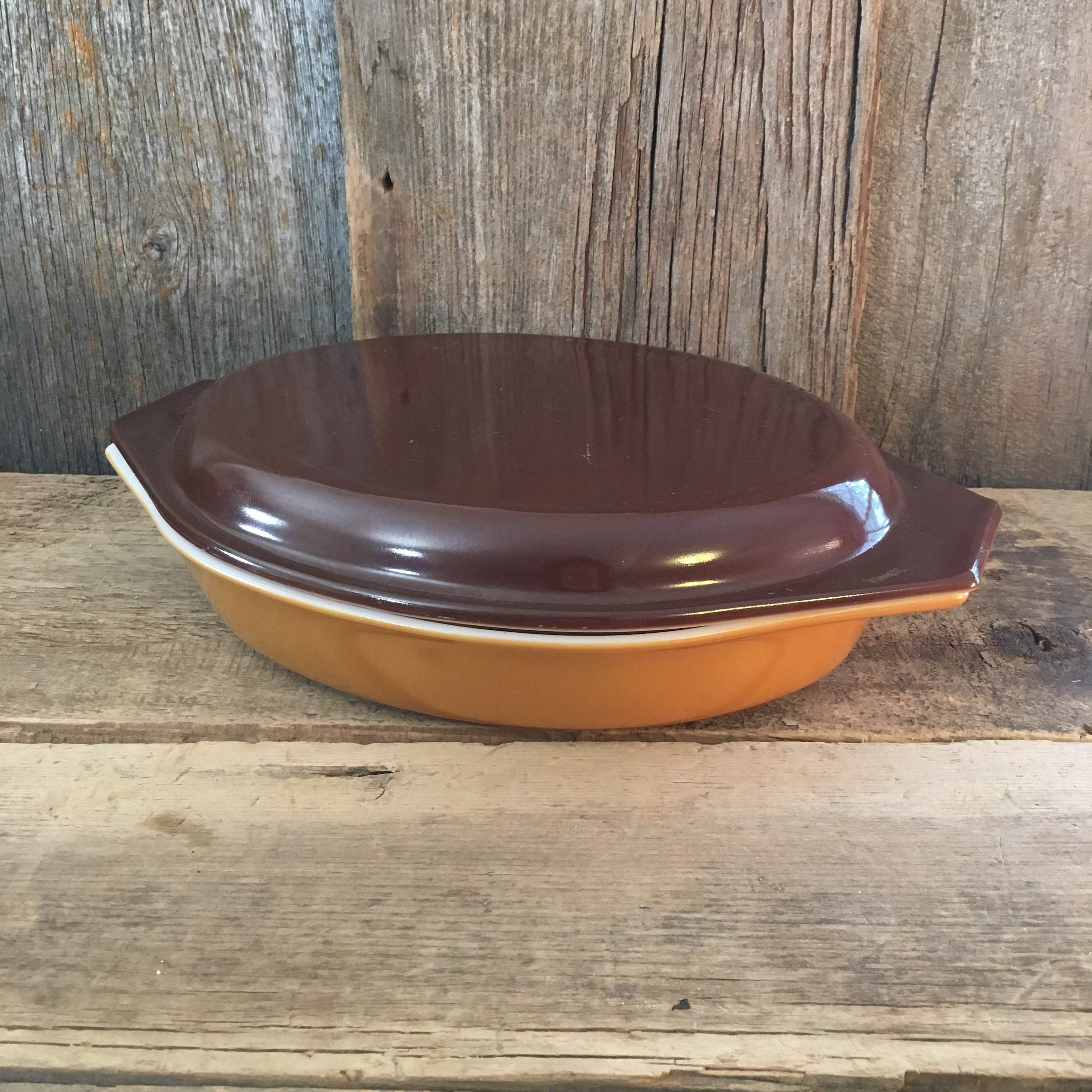 brown pyrex cookware