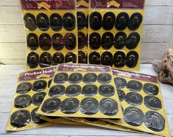 Lote de 10 cartões expositores vintage para escovas de cabelo de bolso, totalizando 120 escovas pretas de palma.