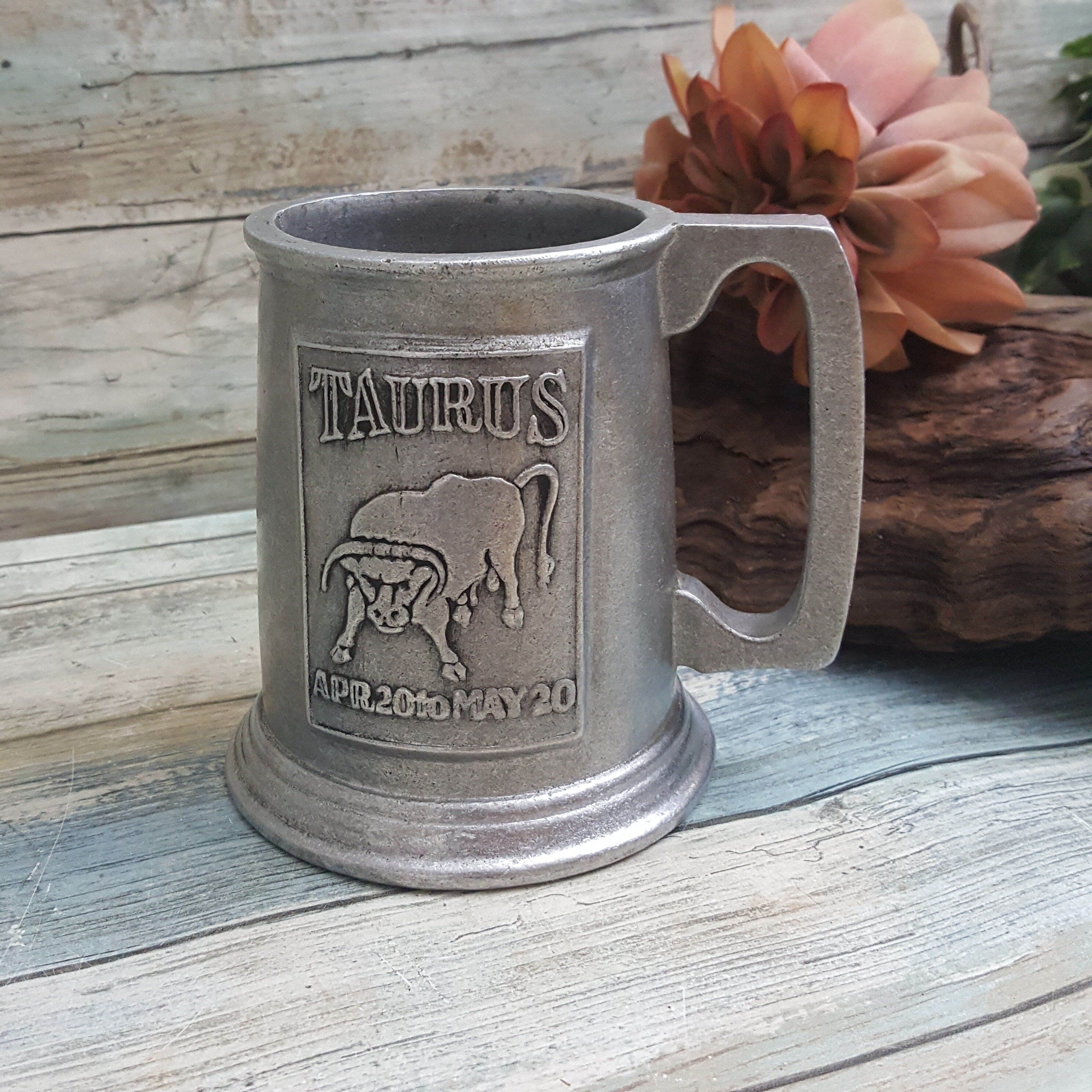 Vintage Pewter Taurus Beer Stein, vintage pewter stein, Wilton Pewter