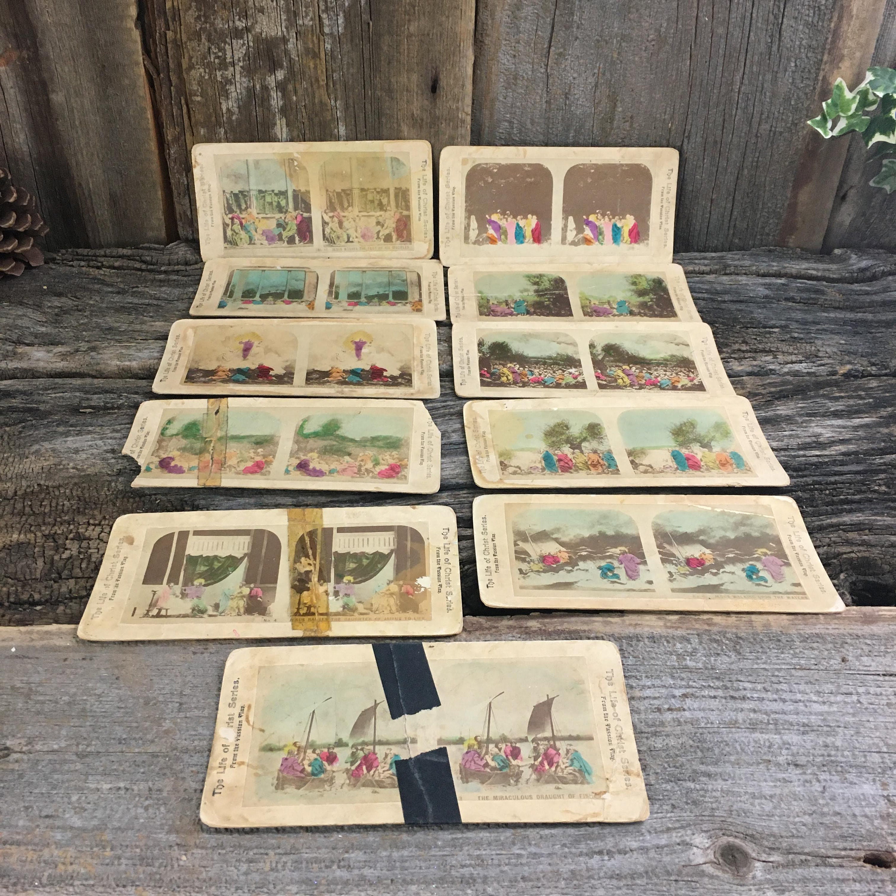 Lot of antique stereoscope cards,Life of Christ stereoscope cards,Passion Play stereoscope cards ...