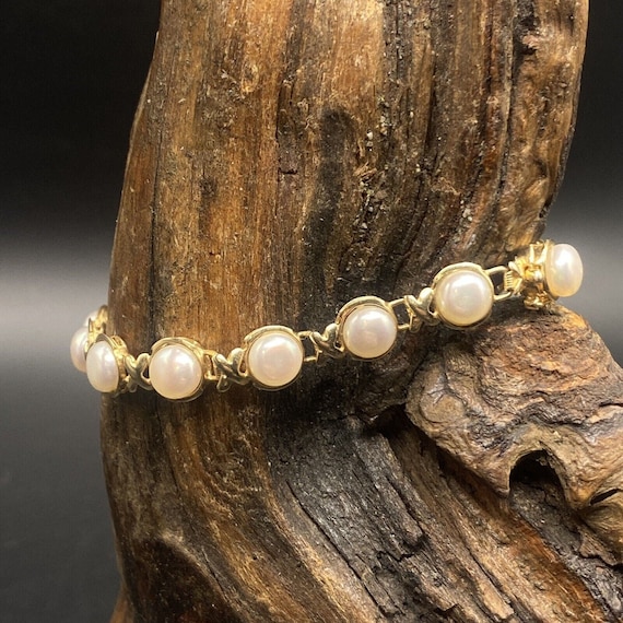 Stunning 14k 585 Gold DIL Mabe Pearl Bracelet, Mab