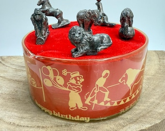 Reed & Barton Happy Birthday Metal Animal Candle Holders with Original Container