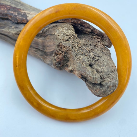 Vintage Bakelite Flattened Tube Bracelet Marbled … - image 1