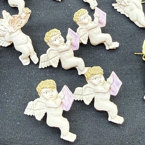 Vintage Cherub Angel Resin Earrings Lot of 8 Pairs Cherub Angel Stud Earring Lot image 3