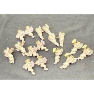 Vintage Cherub Angel Resin Earrings Lot of 8 Pairs Cherub Angel Stud Earring Lot image 1
