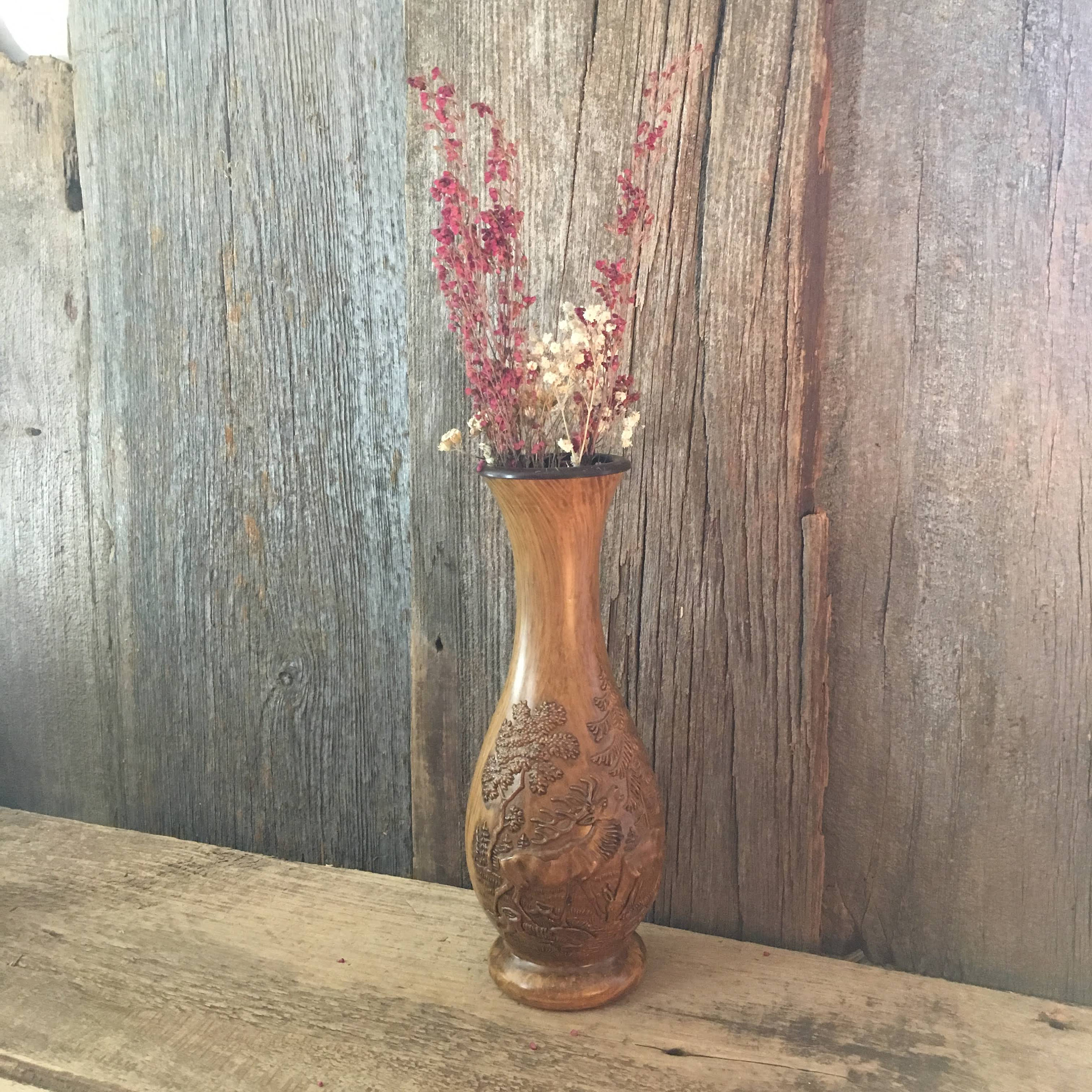 Beautiful Vintage made in West Germany Elk vase, faux wood ...