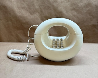 Western Electric Sculpture Phone Vintage Cream White MCM Donut Telephone As Is