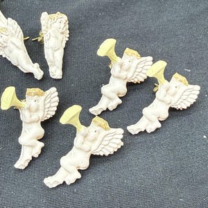 Vintage Cherub Angel Resin Earrings Lot of 8 Pairs Cherub Angel Stud Earring Lot image 4