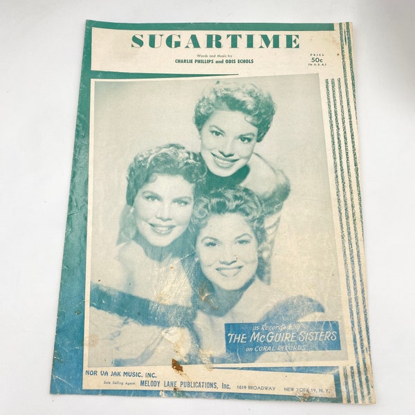 Vintage Sheet Music The McGuire Sisters Sugartime Sheet music from 1956, Sugar in the morning sheet music, Old Sheet Music, Vintage Music