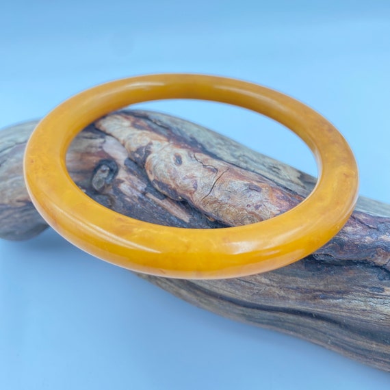 Vintage Bakelite Flattened Tube Bracelet Marbled … - image 6