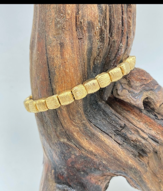 Vintage Napier Textured Brush Gold Tone Bracelet, 