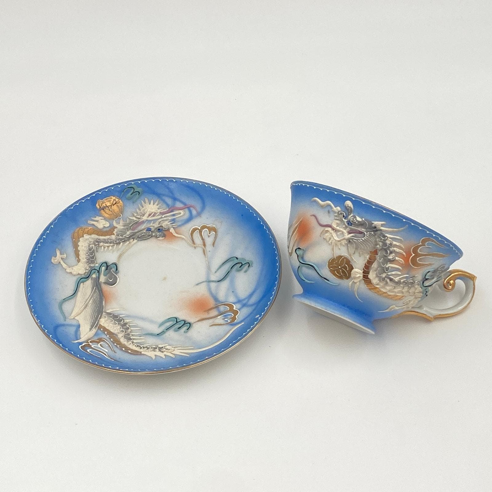 Vintage China Hand Painted Dragon Set - Etsy