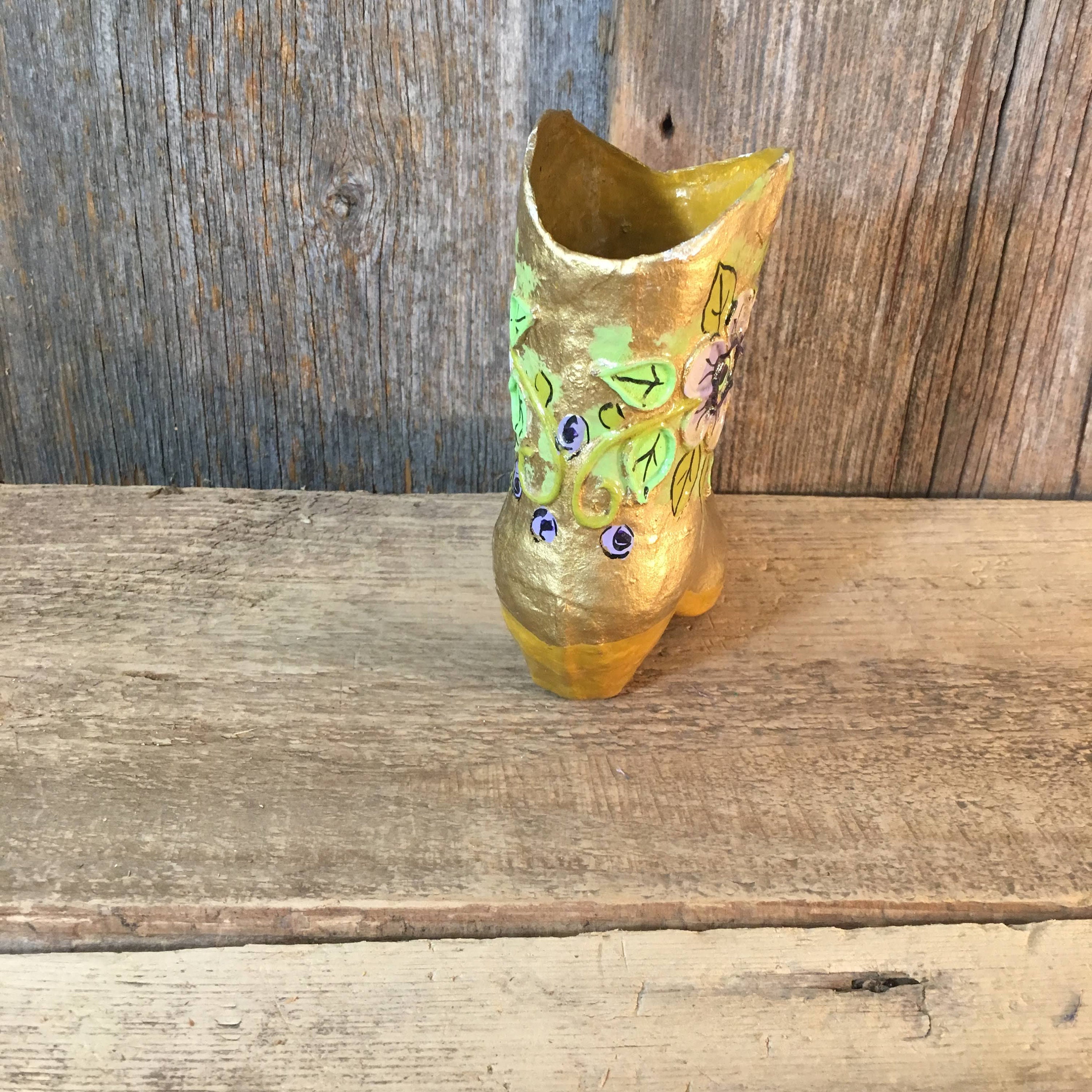 Vintage Paper Mache boot Folk art from Mexico, Mexican ...