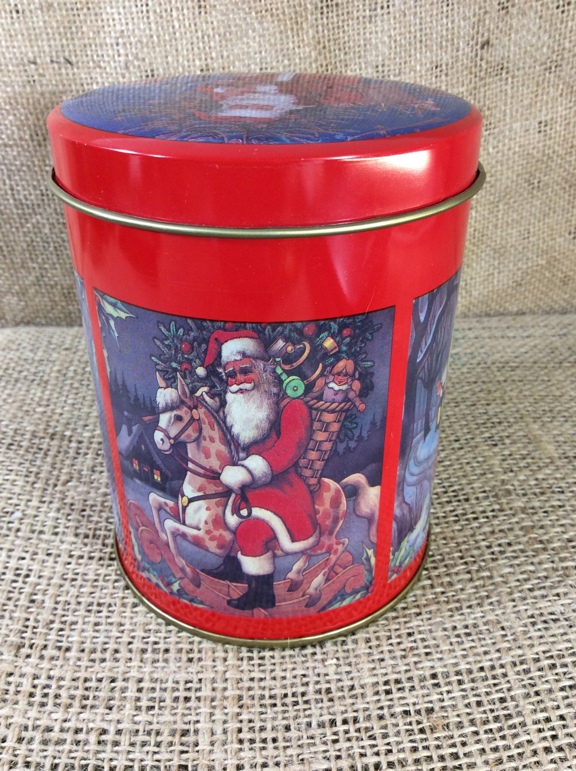 Vintage Christmas tin, Christmas tin, Santa Claus tin, Santa Claus