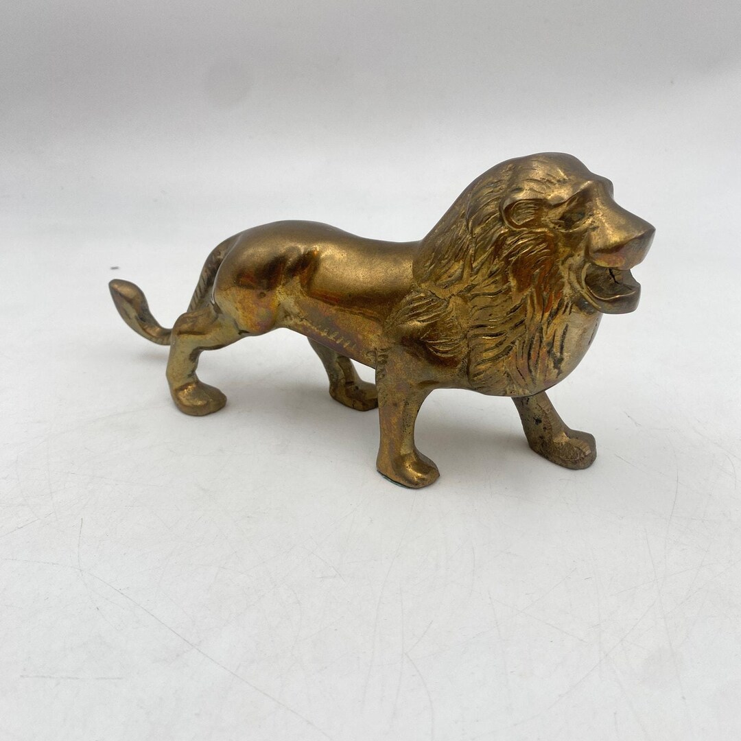 Vintage Brass Roaring Lion Figurine, Brass Lion, Vintage Lion Figurine ...
