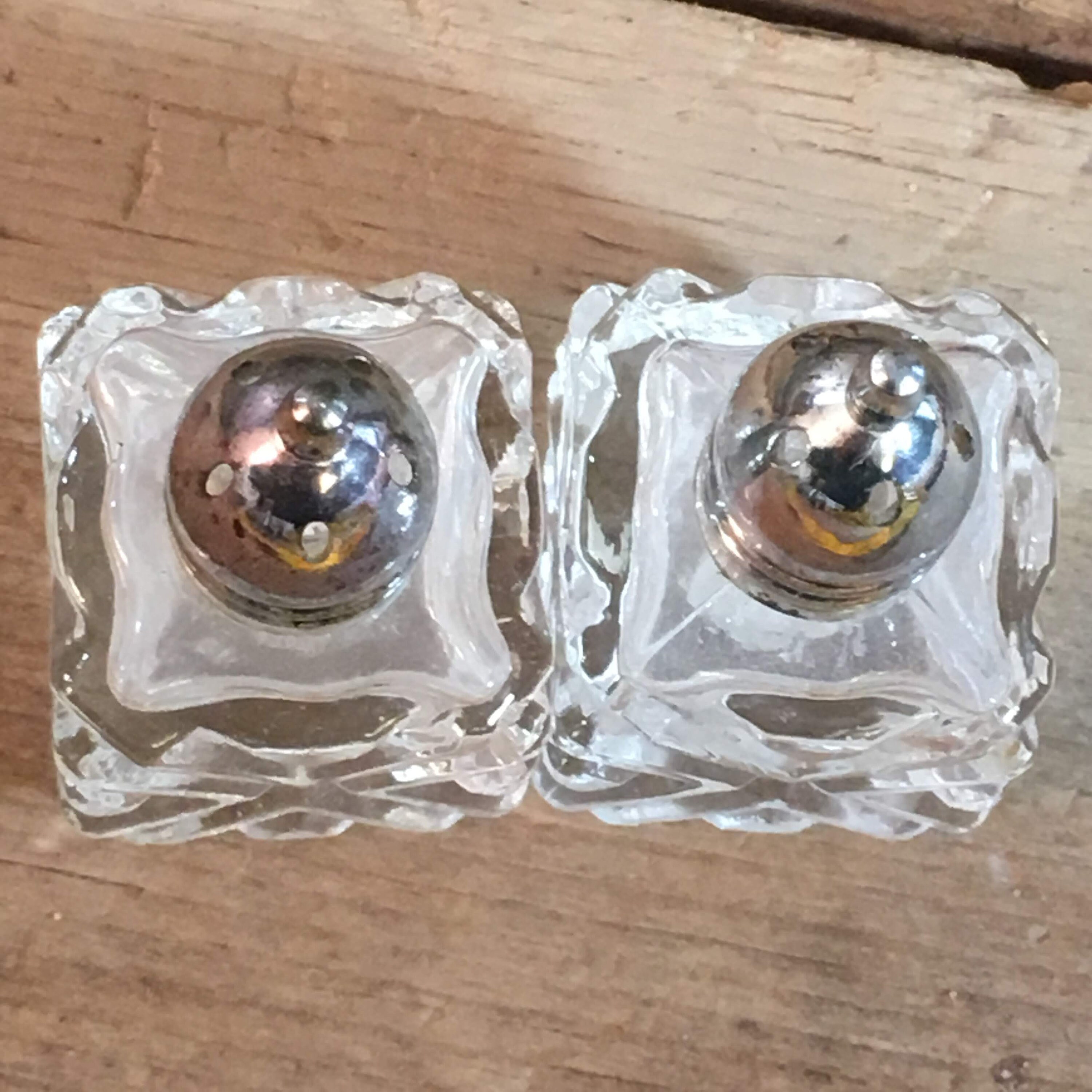Cute little vintage pair crystal cut made in Japan salt and pepper