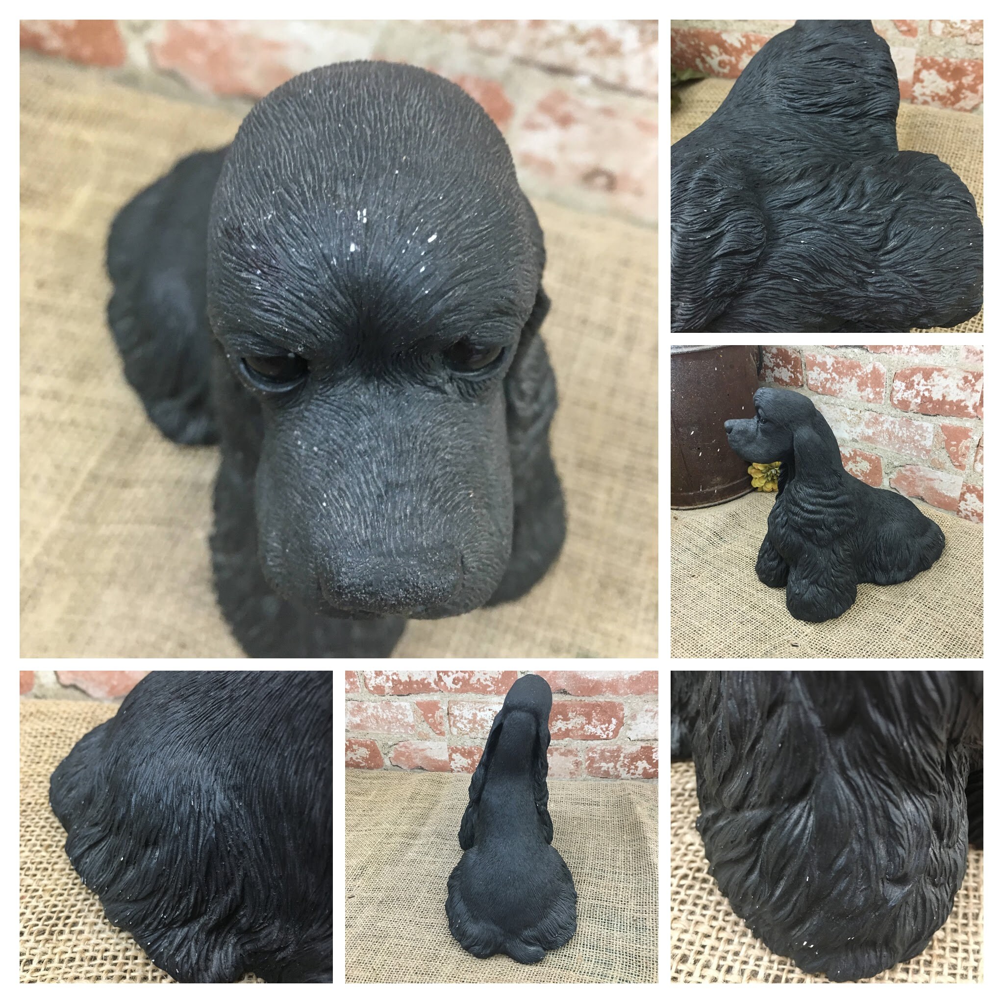 Vintage Sandicast Black Cocker Spaniel by Sandra Brue, Cocker Spaniel figure, vintage dog