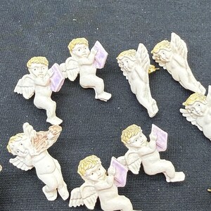 Vintage Cherub Angel Resin Earrings Lot of 8 Pairs Cherub Angel Stud Earring Lot image 6