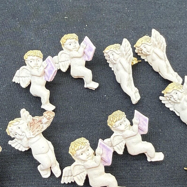 Vintage Cherub Angel Resin Earrings Lot of 8 Pairs Cherub Angel Stud Earring Lot image 6