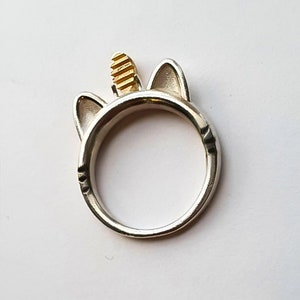 White Gold Cat Ring, Geek Jewelry