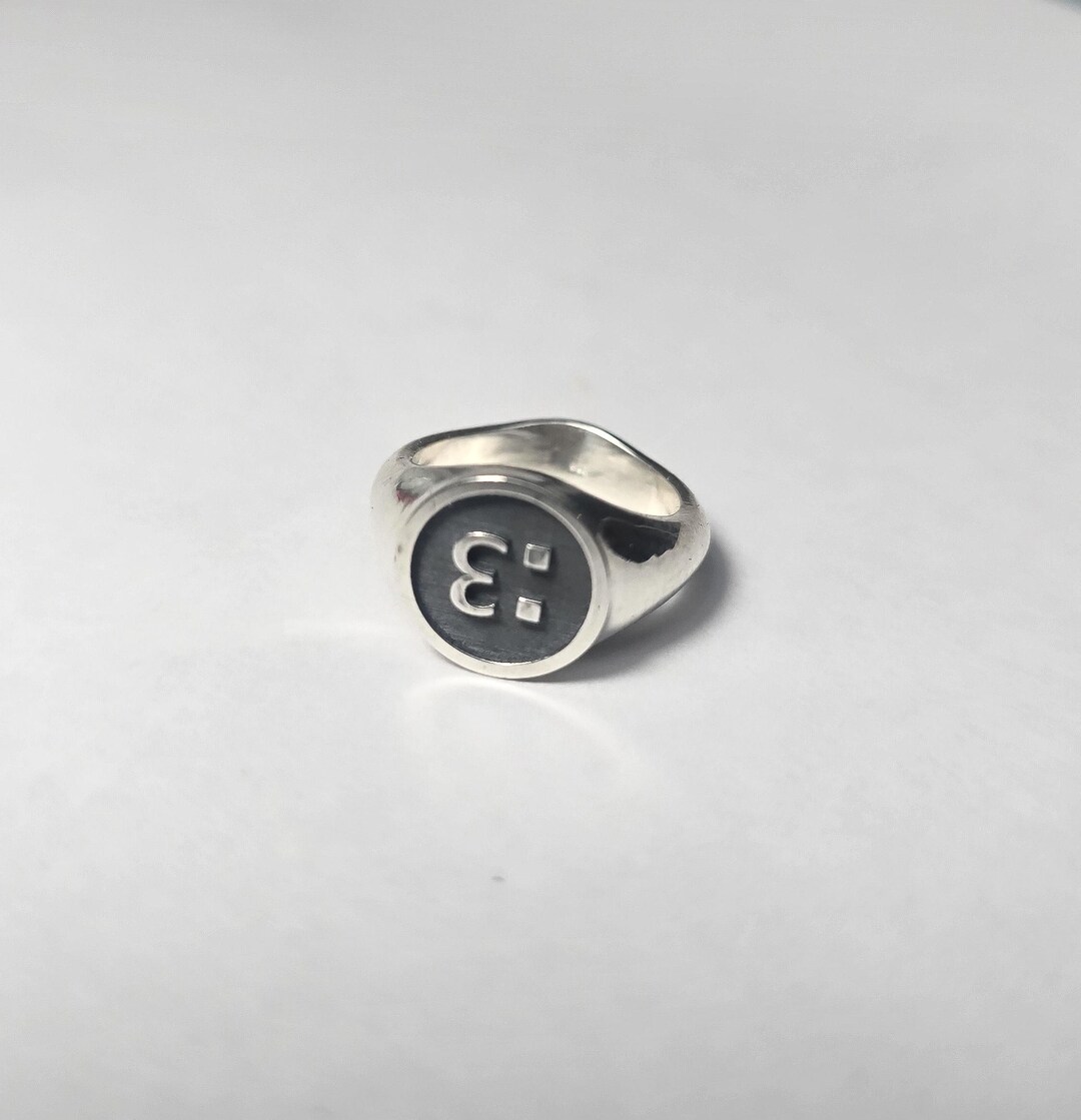 Emoji Gamer Emoticon :3 - Silver Signet Ring - Etsy